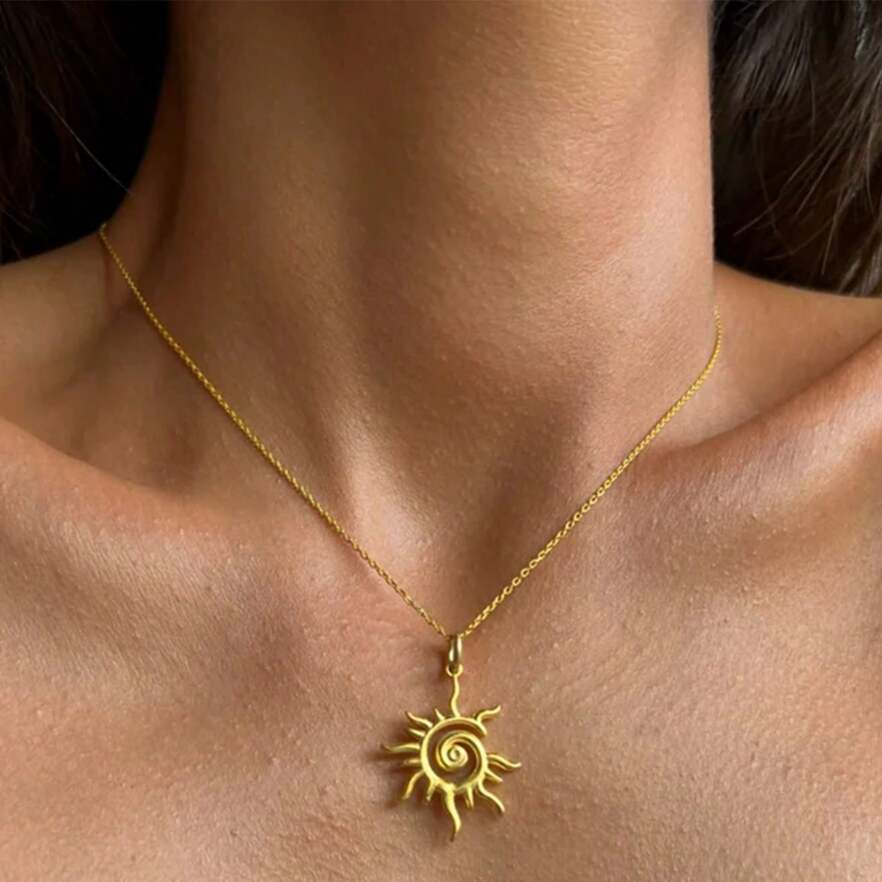 Vintage-Style Gold-Tone Sun Necklace
