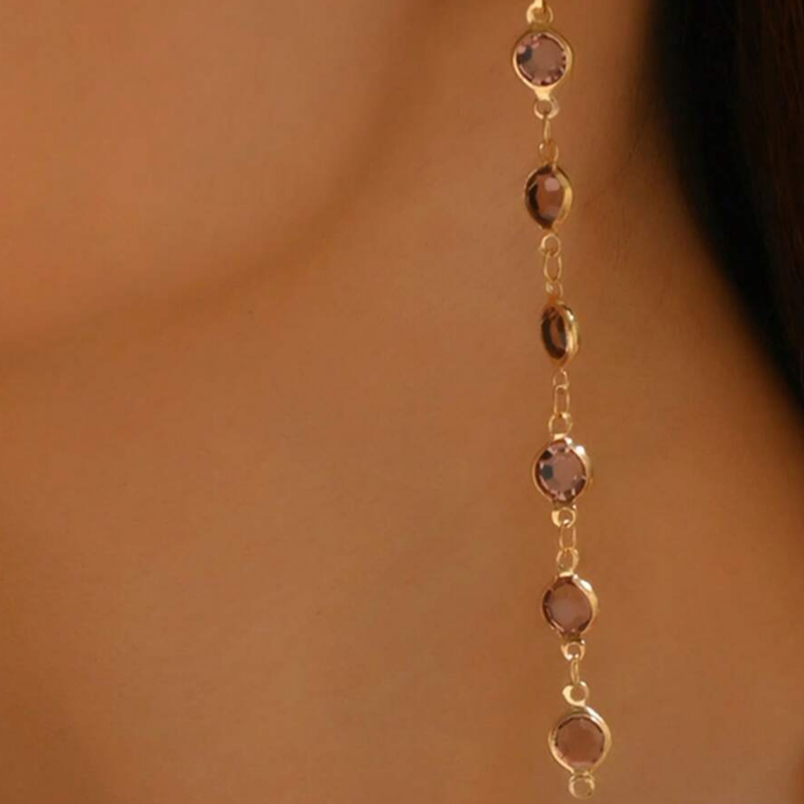 Vintage-Style Zirconia Gold-Tone Dangle Earrings