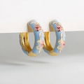 Vintage-Style Blue Enamel Hoop Earrings