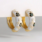 Vintage-Style White Enamel Hoop Earrings