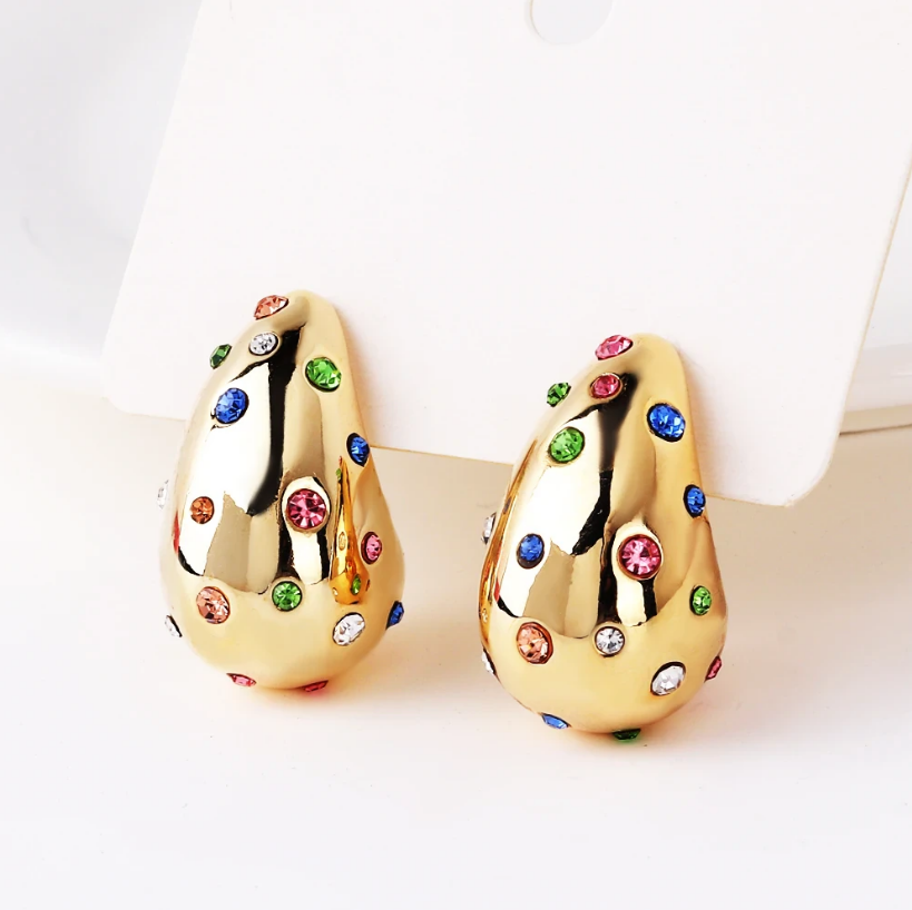 Vintage-Style Colourful Zirconia Drop Earrings