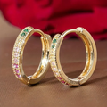 Vintage-Style Hoop Earrings with Colourful Zirconia