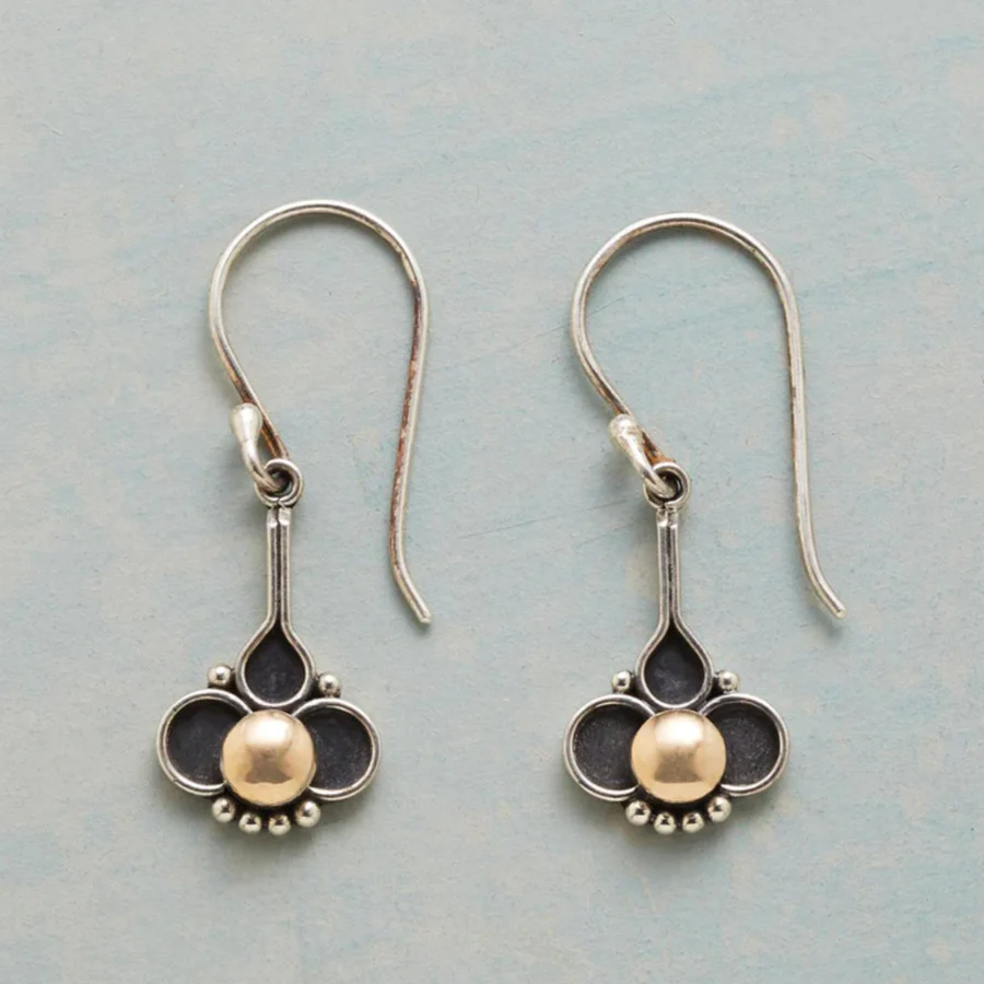 Boho Clover Pearl Silver-Tone Earrings