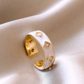 White Enamel Gold-Tone Ring