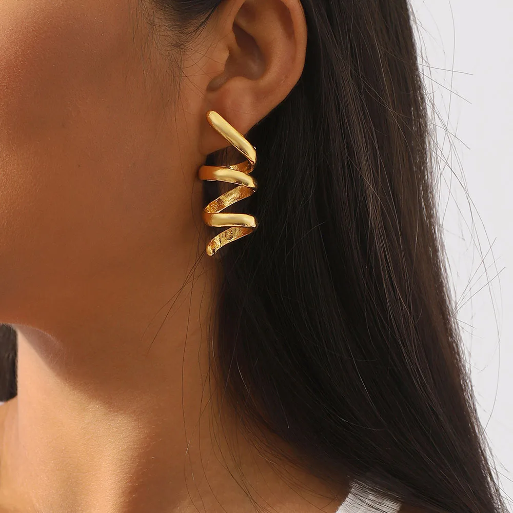 Gold-Tone Spiral Coil Earrings