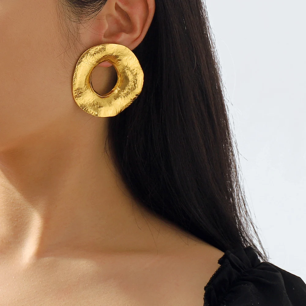 Gold-Tone Hollow Circle Earrings