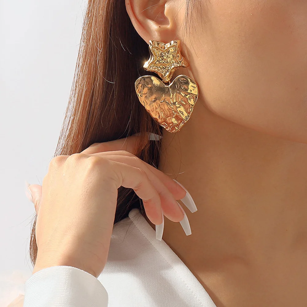 Gold-Tone Star and Heart Earrings