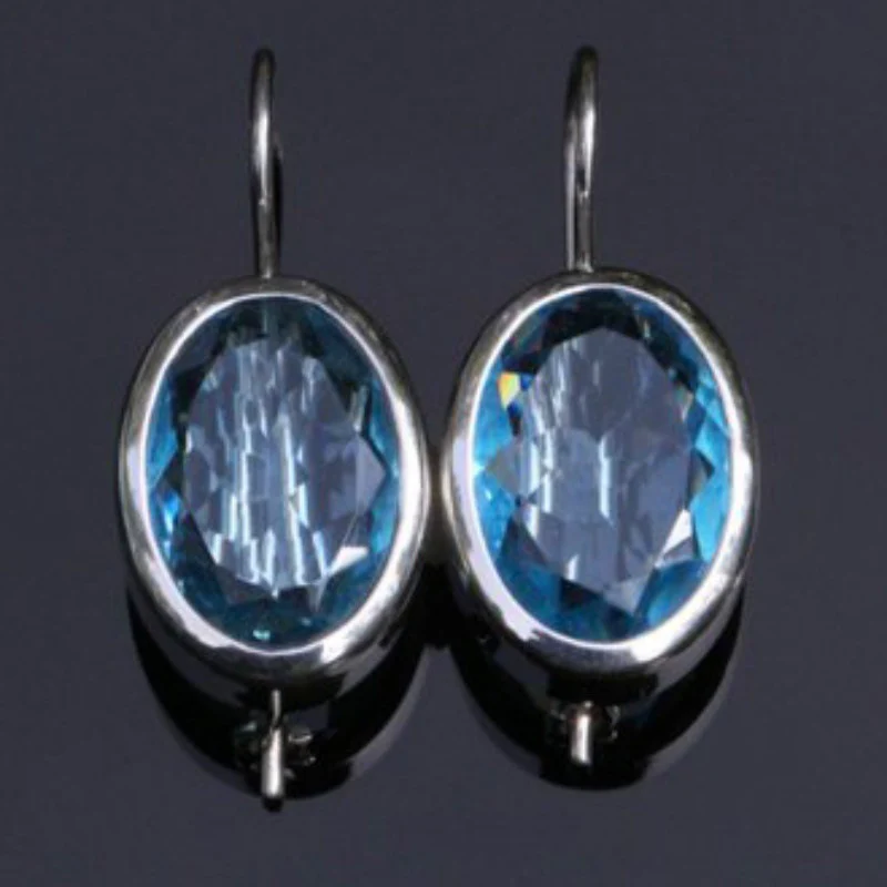 Vintage-Style Blue Inlaid Glass Earrings