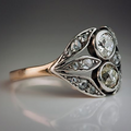 Vintage-Style Zirconia Ring in Rose Gold Tone