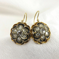 Vintage-Style Crystal Blossom Disc Earrings in Gold Tone