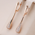 Long Pavé Rose Gold-Tone Drop Earrings