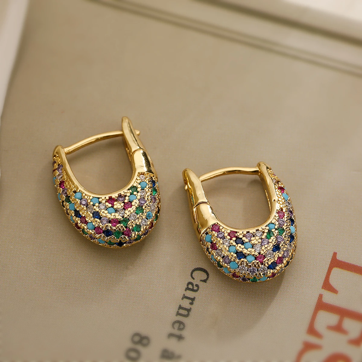 Colourful Inlaid Crystal Earrings