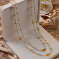 Gold-Tone Layered Pearl Station Necklace