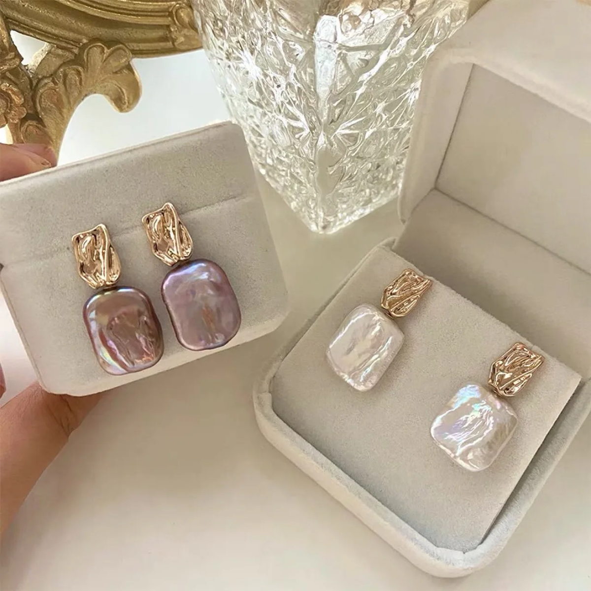 Baroque Pearl Gold-Tone Earrings in Two Pearl Shades