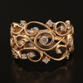 Rosa vedbendring i vintagestil med zirkonia