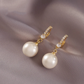 Gold-Tone Zirconia and Pearl Earrings
