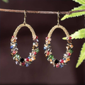 Vintage-Style Colourful Crystal Oval Hoop Earrings