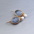 Vintage-Style Blue Glass and Pearl Earrings