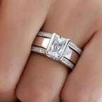 Antique-Style Inlaid Glass Ring in White Gold Tone