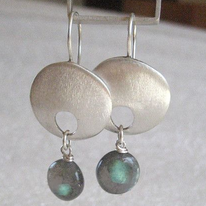 Vintage-Style Blue Stone and Silver-Plated Earrings