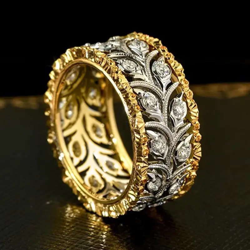 Hollow Zirconia Ivy Gold-Tone Ring