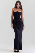 Off-shoulder korsetjurk met sweetheart-hals en rits