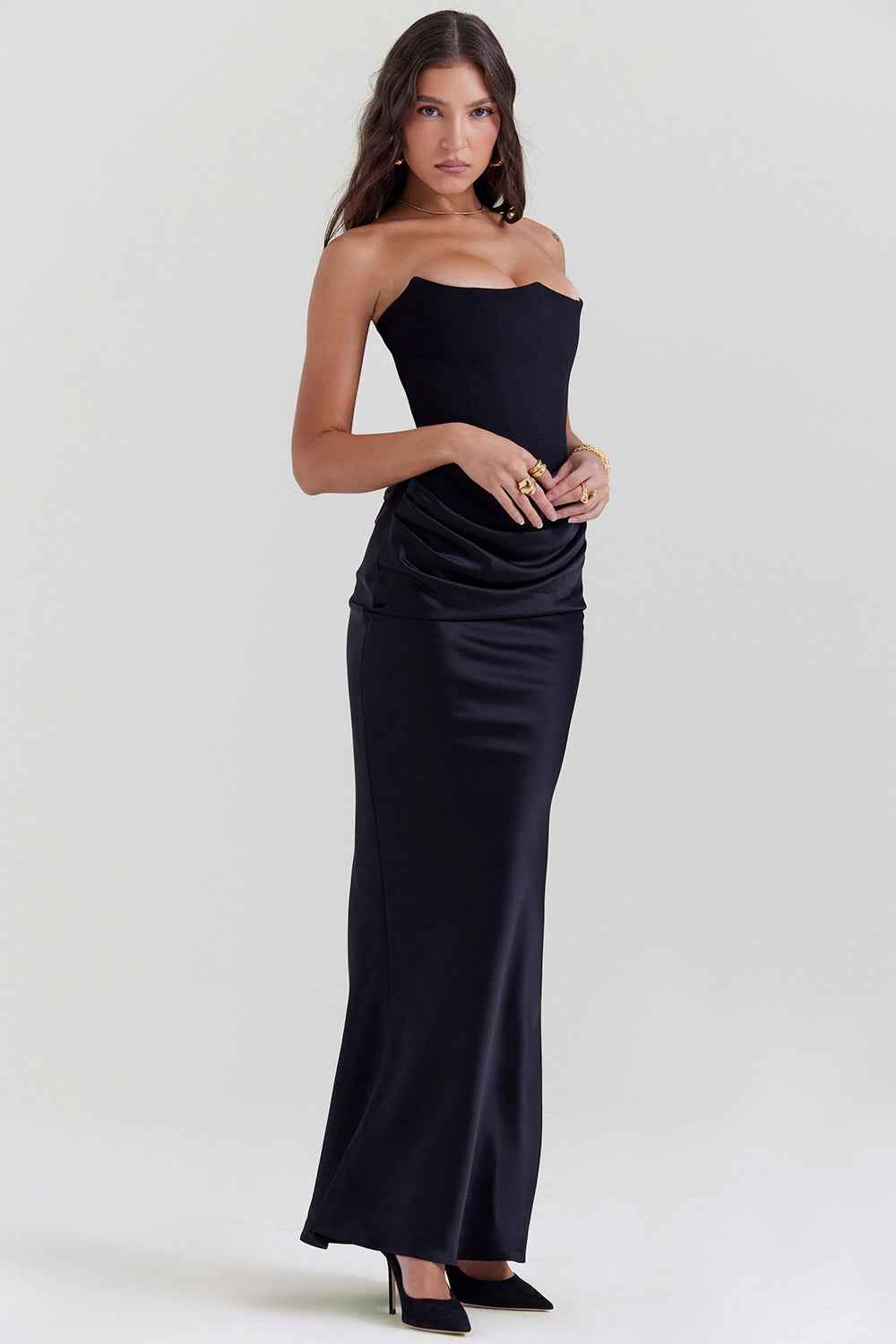Off-shoulder korsetjurk met sweetheart-hals en rits