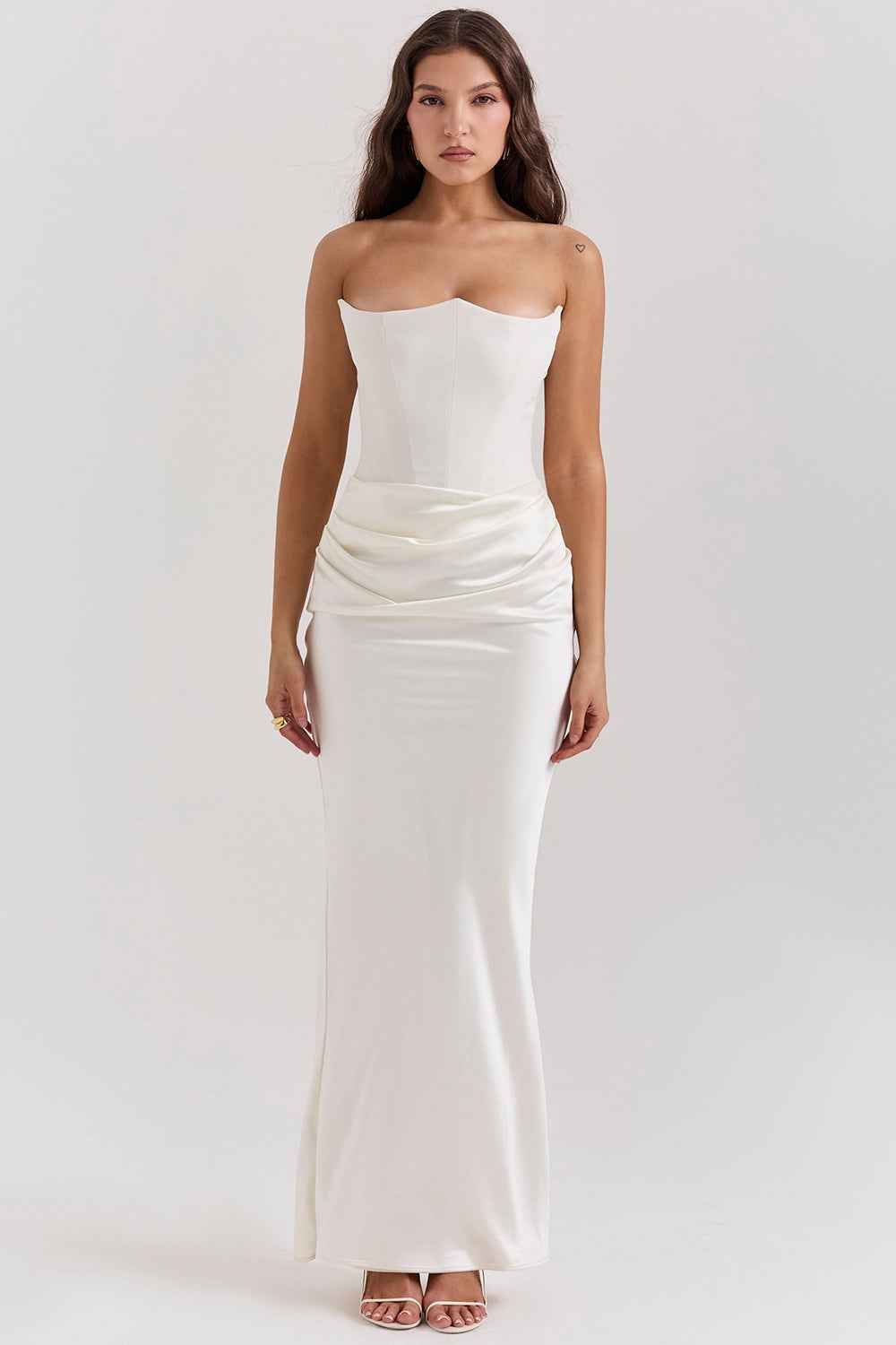 Off-shoulder korsetjurk met sweetheart-hals en rits