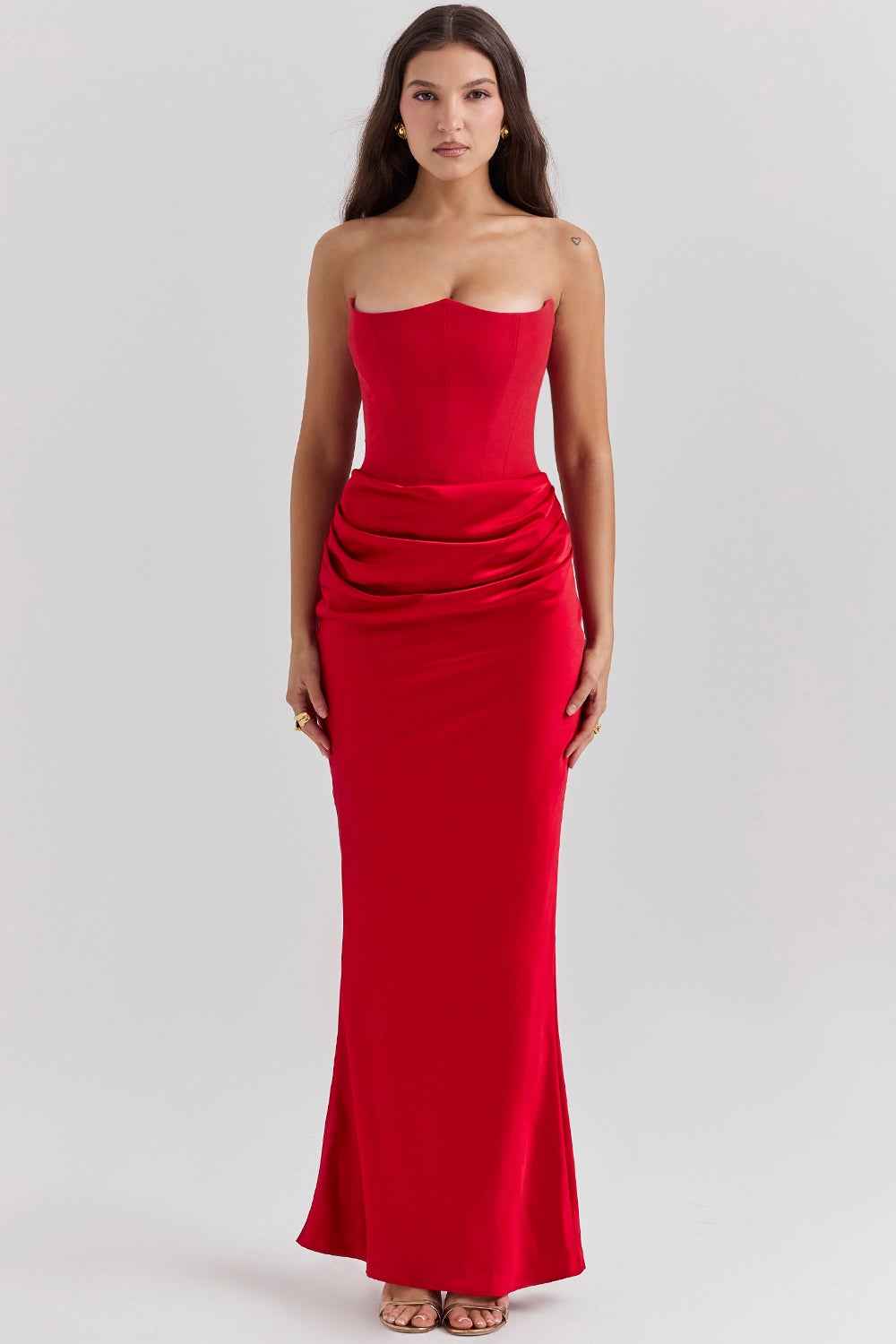 Off-shoulder korsetjurk met sweetheart-hals en rits
