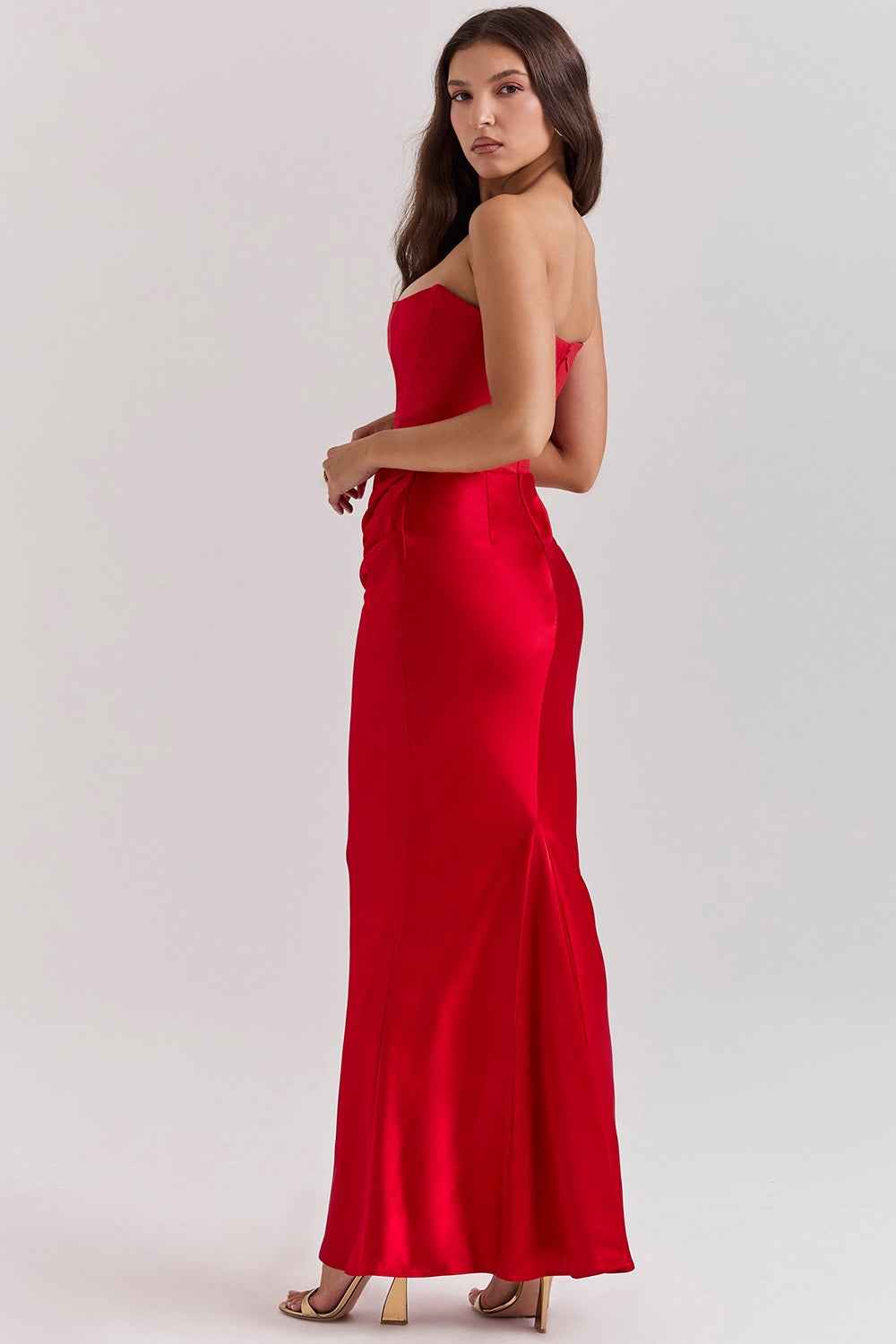 Off-shoulder korsetjurk met sweetheart-hals en rits