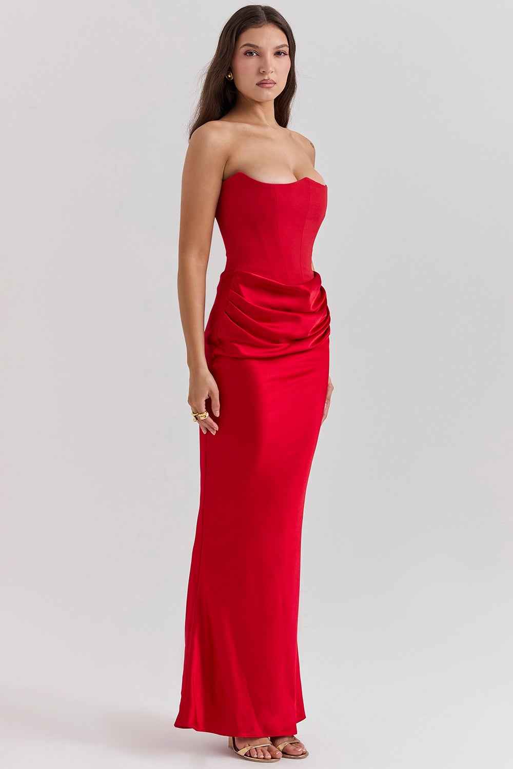 Off-shoulder korsetjurk met sweetheart-hals en rits