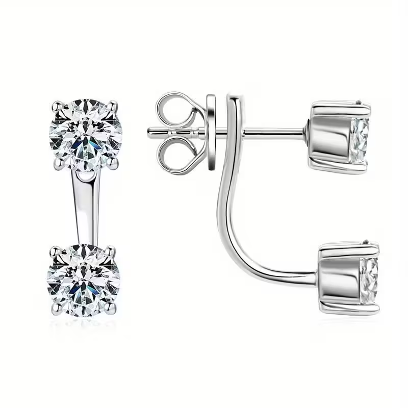 Sparkling Stud Earrings in Two Tones