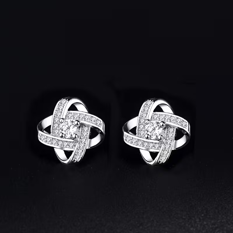 Twisted Orbit Zirconia Earrings