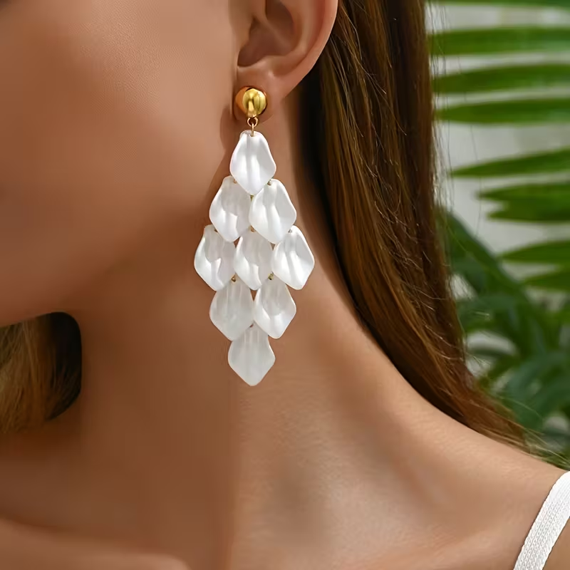Geometric Tassel Leaf Earrings
