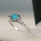Blue Heart Silver-Tone Ring
