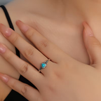 Blue Heart Silver-Tone Ring