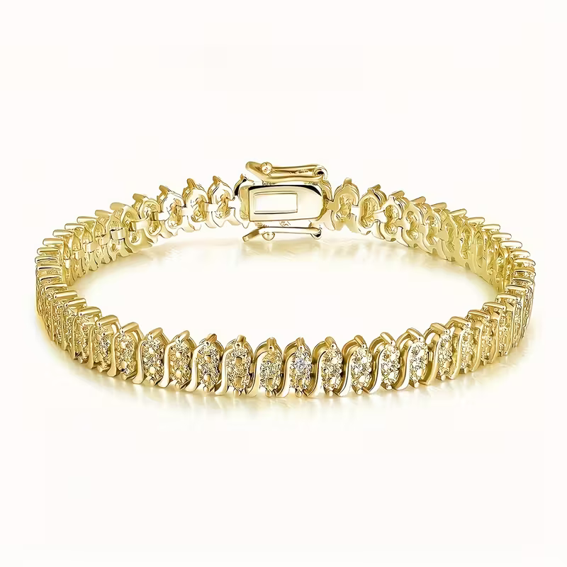 Sparkling Tennis Bracelet in Gold Tone