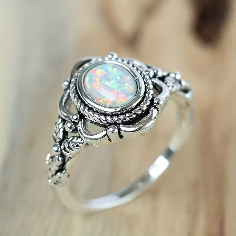 Vintage-Style Opal-Look Ring