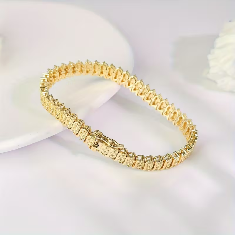 Sparkling Tennis Bracelet in Gold Tone