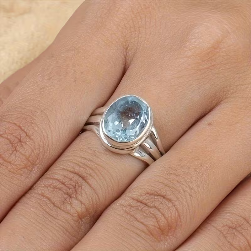 Serenity Blue Oval Ring