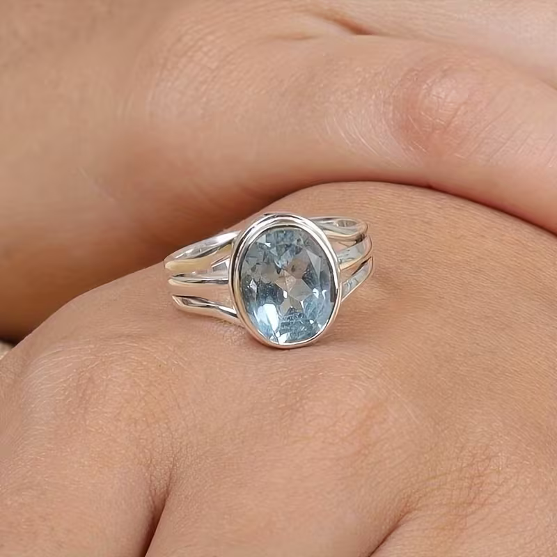 Serenity Blue Oval Ring