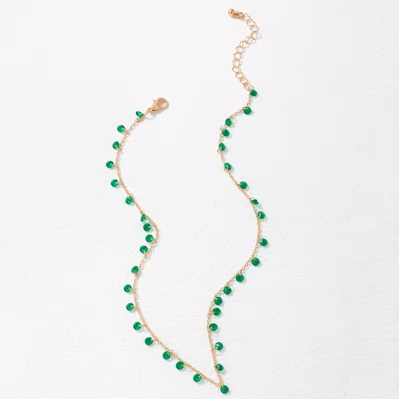 Emerald-Look Droplet Necklace