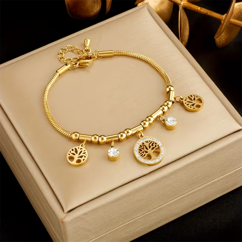 Charm Bracelet with Tree Drop Detail