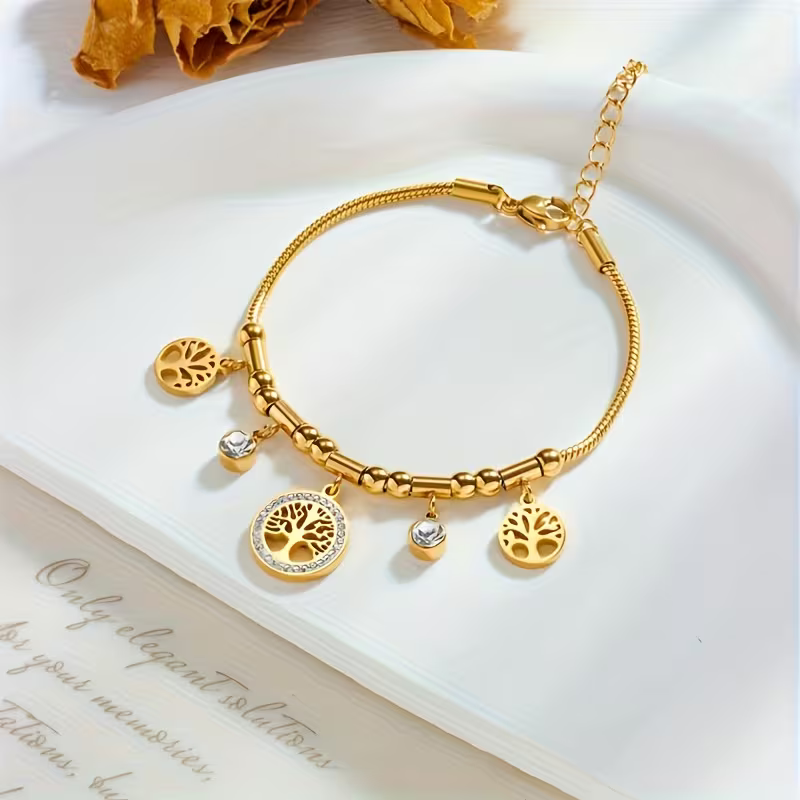 Charm Bracelet with Tree Drop Detail