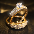 Stacked Pavé Crystal Ring with Solitaire Top