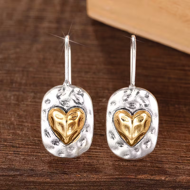 Gold-Tone Heart Pebble Drop Earrings