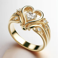 Goudkleurige open hartring met kristalaccent