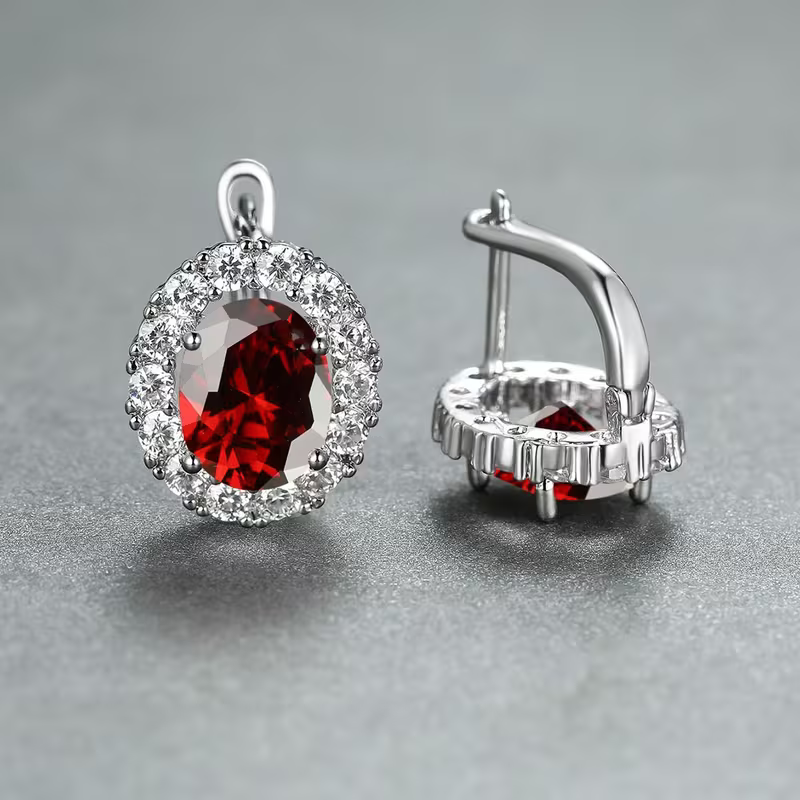Halo-oorbellen met saffierlook
