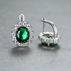 Halo-oorbellen met saffierlook
