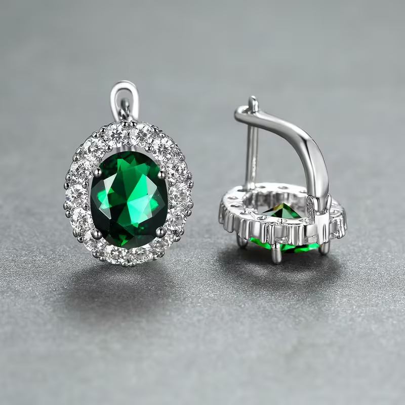 Halo-oorbellen met saffierlook